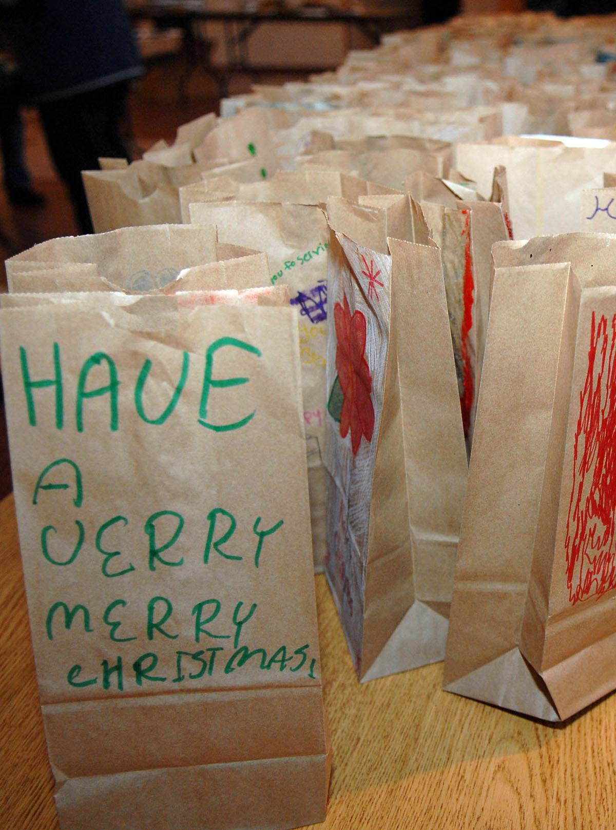 Bags of holiday cookies are destined for single servicemembers